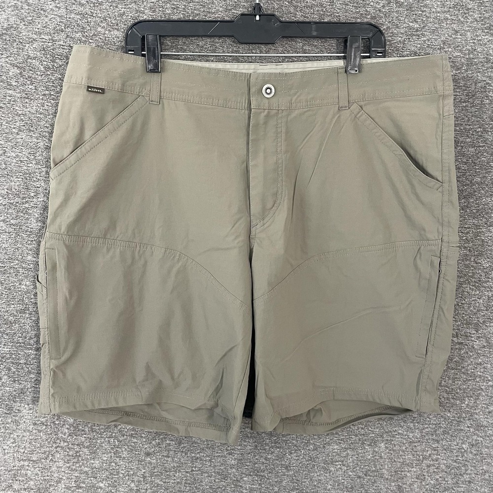 Kuhl Shorts Mens 42 Tan Microfiber Cargo Outdoor Pockets 9 Inseam Casual